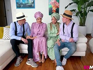 Watch these amish stepmoms swap dicks