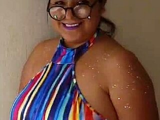 the bbw strips naked and dances erotically, shaking her big tits and ass for a liquid lunch cumshot