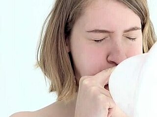 Young babe pops her first balloon