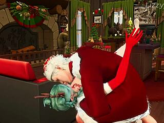 3D animated Christmas Eve ride for pleasure with cowgirl position