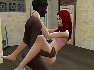 In this anime game, horny black guy FUCKS cute redhead hard.