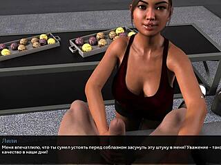 anime hentai gameplay with big tits riding and fingering in bikini. dive into where the heart is part 12.