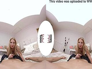 Beautiful blonde gets a special gift in virtual reality porn