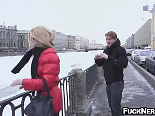 this hot blonde wearing glass is having hardcore sex