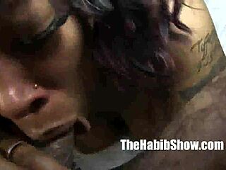 look at this pierced pussy on the tattooed black stripper getting fucked