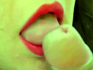 Sensual Blowjob Closeup of Pink Lips with Cum Dripping