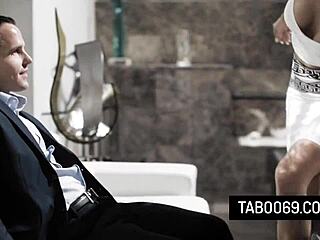 Blonde milf Ella Reese caught in steamy threesome with investigator and husband