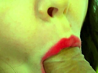 Sensual Blowjob Closeup of Pink Lips with Cum Dripping