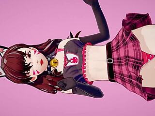 D Va hot kitty dances, then begs for cum!