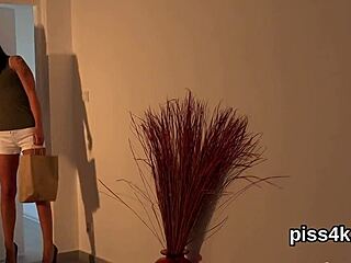 kissable lesbian nymphos get sprayed with pee and splash wet snatches