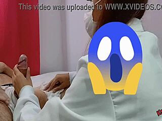 Nurse and aesthetician watch as the patient's erection grows, leading to cum on ass in this exciting scene.