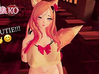 Catgirl teases with big tits then sucks cock dry