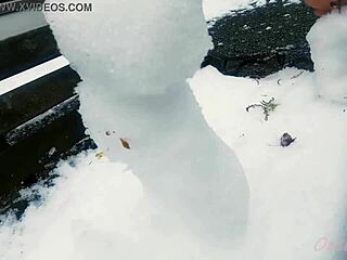 japanese white cat mya explores snow sculpture art in nacchi tabi adventure