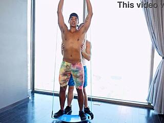 Workout buddies get naughty with sweaty cocks after training