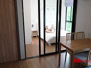 Stepsis drops her panties and starts masturbating