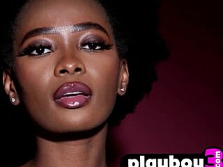 sweet ebony babe alicia strips lingerie passionately!