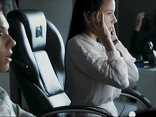 Call center european babes engage in hot lesbian sex after work