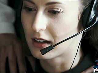 Call center european babes engage in hot lesbian sex after work