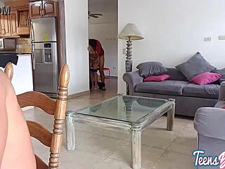 Uncle bangs me hard while husband plays nearby