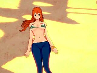 Nami gives intense handjob on beach. Joi one piece hentai.