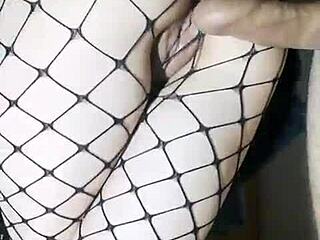 Slender Girlfriend In A Skirt And Stockings Fucked While Standing In A Tight Pussy And Cum Inside Her -Calientepwnz