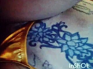 In this homemade video, a tattooed latina with a fat curvy ass goes crazy in sexy action