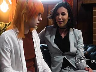 whoa! confused ginger tranny bangs her doctor in wild therapy!