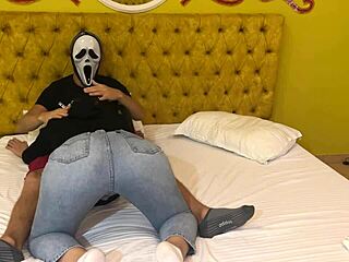 ghostface scored a free blowjob on halloween night, nasty stuff.