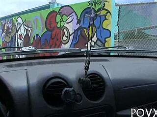 Chrissy saunders engages in rough fucking, blowjob, and hardcore sex with small tits in pov.