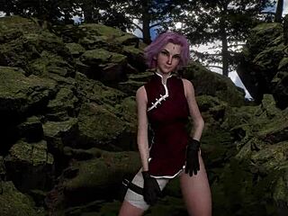 Sakura Shinobi Dances Seductively Outdoors