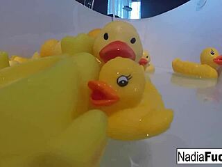 Sexy Nadia Bathes with Rubber Duckies!