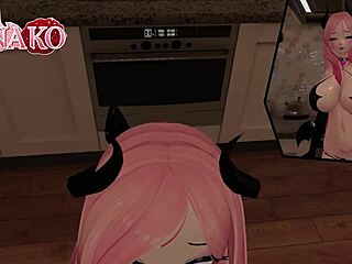 cat girl cosplays succubus in halloween outfit posing and wiggling for cum in mouth