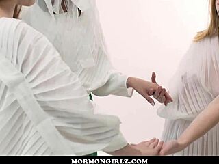 Mormon girls explore first lesbian sex together