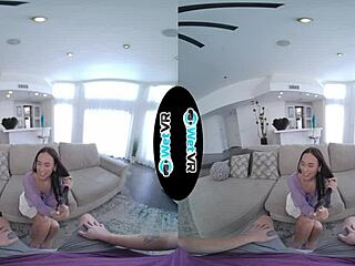 WetVR Huge Thick Dick Slides Deep Into Skinny Brunette's Pussy for Hardcore Blowjob and Creampie in VR Porn