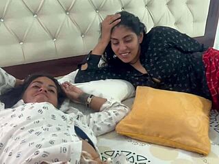 Stepsisters suck pussy then take stepdad's huge cock in homemade threesome?