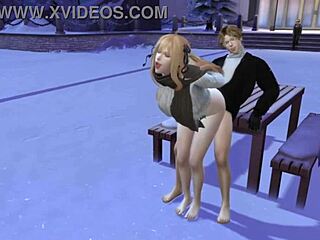 Wow, in this 3D game, we have sex on a snowy day in public!
