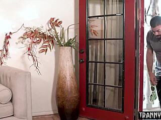 transsexual love story featuring big boobed shemale babe in anal and blowjob