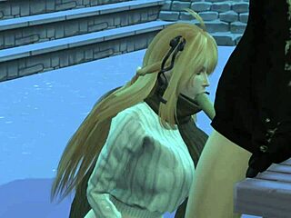 Wow, in this 3D game, we have sex on a snowy day in public!