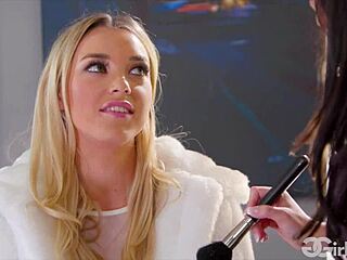 brunette pop star scissoring with blonde in lingerie