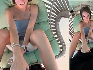 Birthday surprise turns into hot kisses and pussy play. Blowjob ends with an internal cumshot for her.