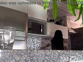 Milf Brunette Rides Ass and Gets Fisted in Homemade Kitchen Facial