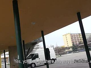 natural euro amateur sucks blowjob fucks creampie in public pickup