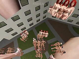 giant futanari milf with big tits plays bizarre adult game in hotel