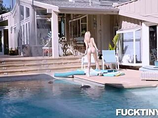 little lola fae, a petite teen, gets bent over for doggystyle riding, cumshot in hardcore amateur reality scene