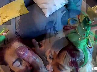 Stepmother-In-Law's Gray-Haired Pussy Pees While Son-In-Law Jerks Off Nearby