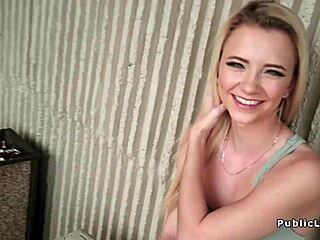 Petite Spinner Takes on Massive Shaft Publicly