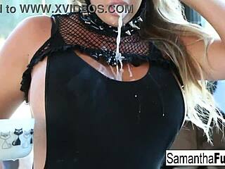 Samantha Takes A Milk Bath With Masturbation Blonde Tits