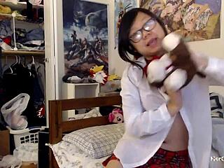 Lily's Webcam Show Teases with Slow Undressing and Dildo Play