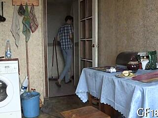 Perverted Spectacled Boy Grips Hand in Wild Amateur Creampie