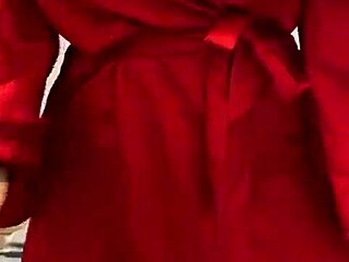 This brunette teen in red lingerie is playing with herself 😏